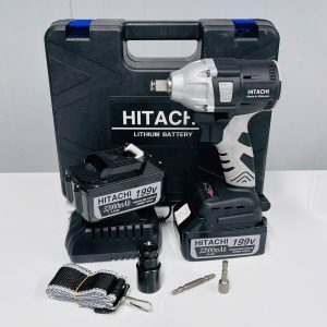Máy Khoan Pin Siết Bulong Hitachi 199v Không Chổi Than - Tặng Đầu 22m, Vít tôn, Vít Bốn Cạnh